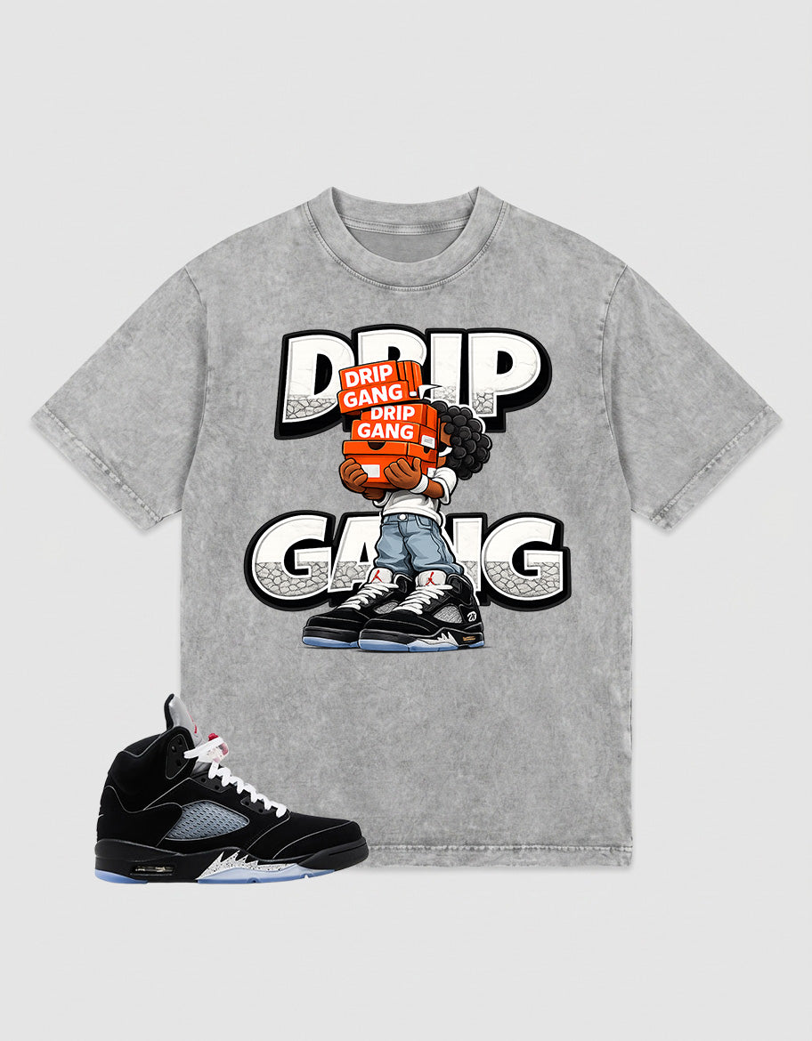 Washed T-shirt to Match Metallic Reimagined 5s - Drip Gang Graphic