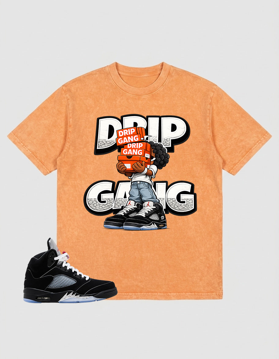Washed T-shirt to Match Metallic Reimagined 5s - Drip Gang Graphic