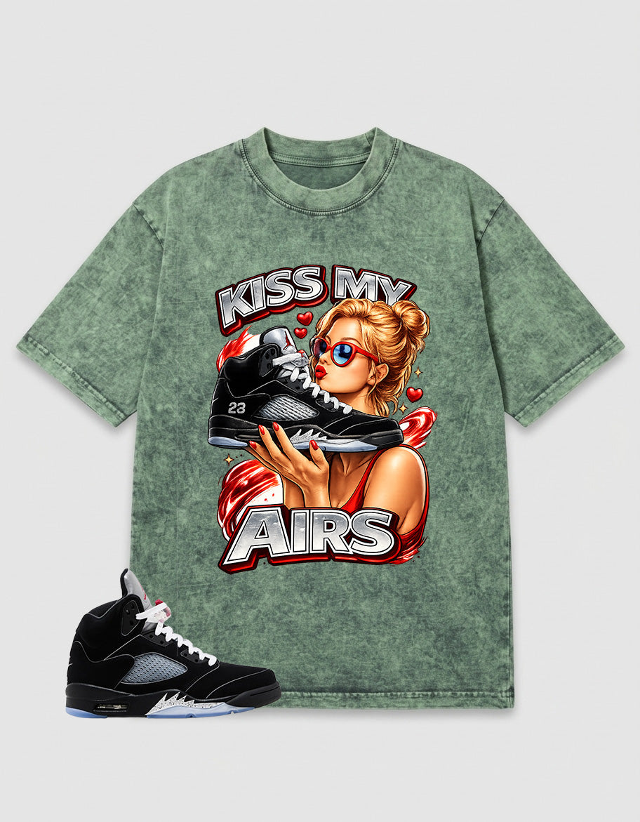 Washed T-shirt to Match Metallic Reimagined 5s - Kiss My Airs Graphic