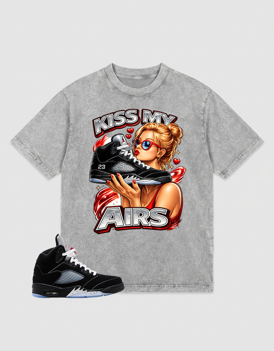 Washed T-shirt to Match Metallic Reimagined 5s - Kiss My Airs Graphic