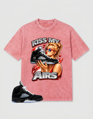 Washed T-shirt to Match Metallic Reimagined 5s - Kiss My Airs Graphic