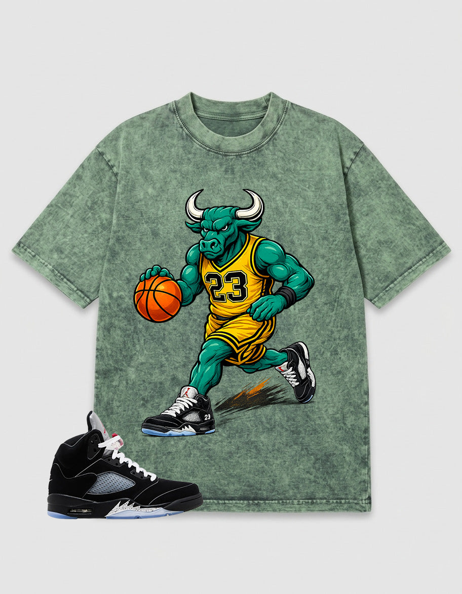 Washed T-shirt to Match Metallic Reimagined 5s - Raging Bull Graphic