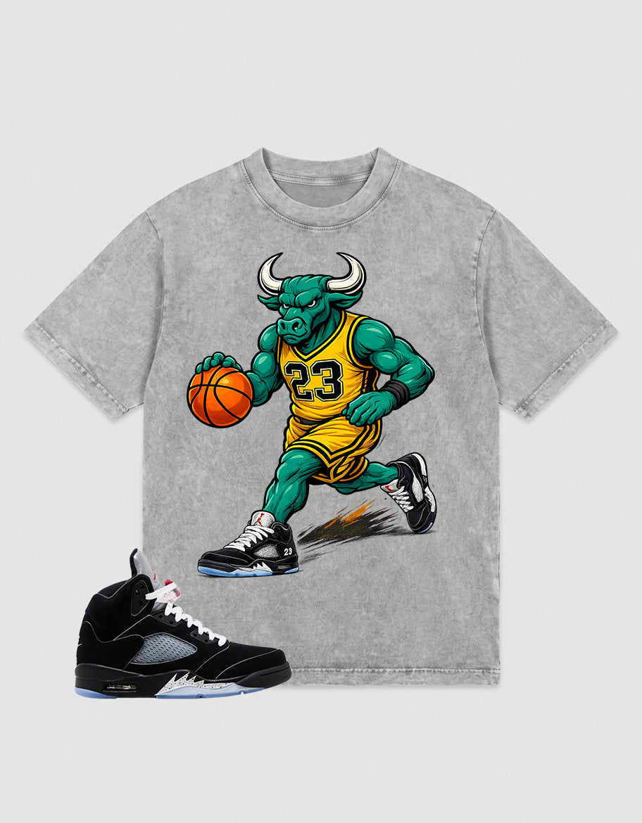 Washed T-shirt to Match Metallic Reimagined 5s - Raging Bull Graphic