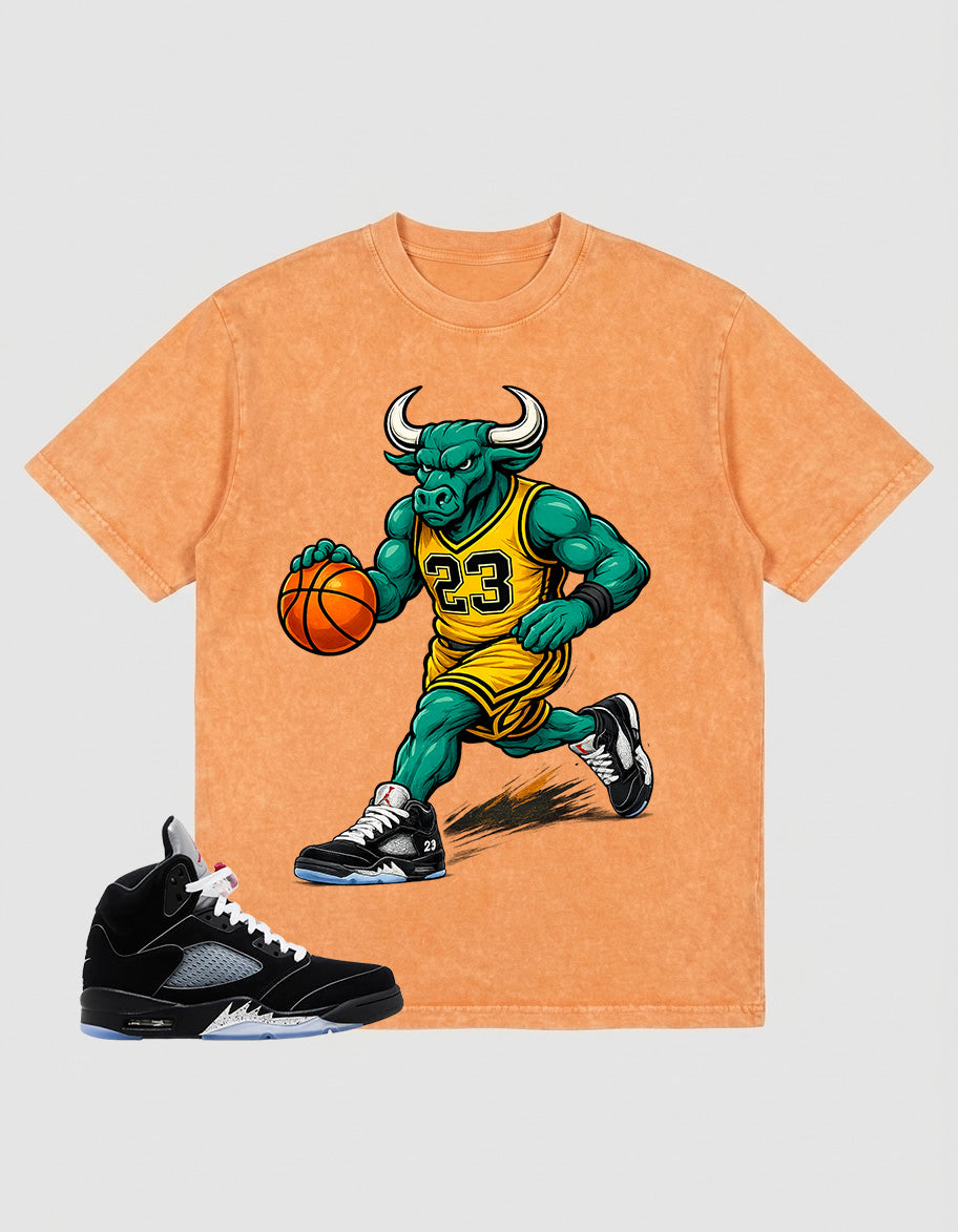 Washed T-shirt to Match Metallic Reimagined 5s - Raging Bull Graphic