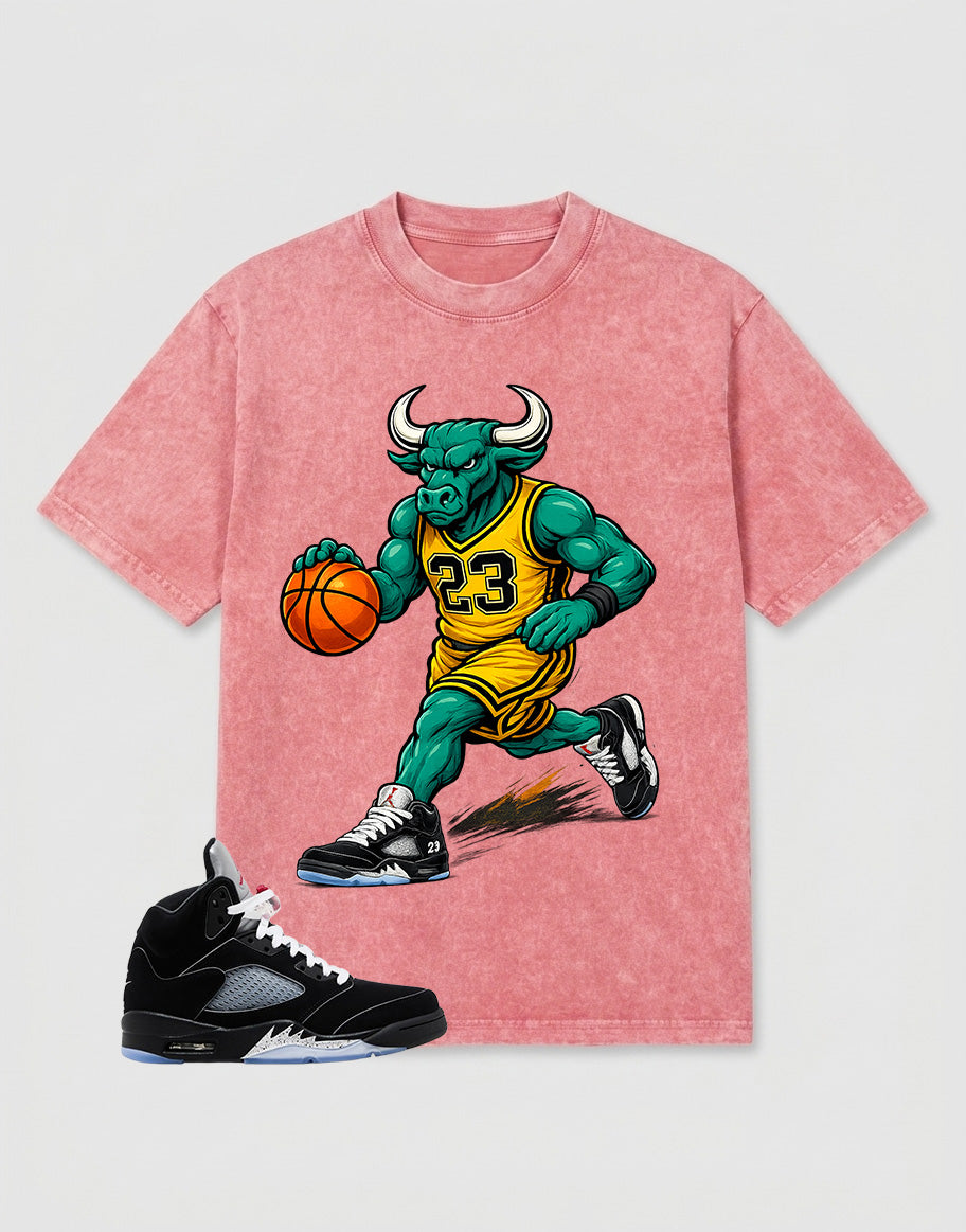 Washed T-shirt to Match Metallic Reimagined 5s - Raging Bull Graphic