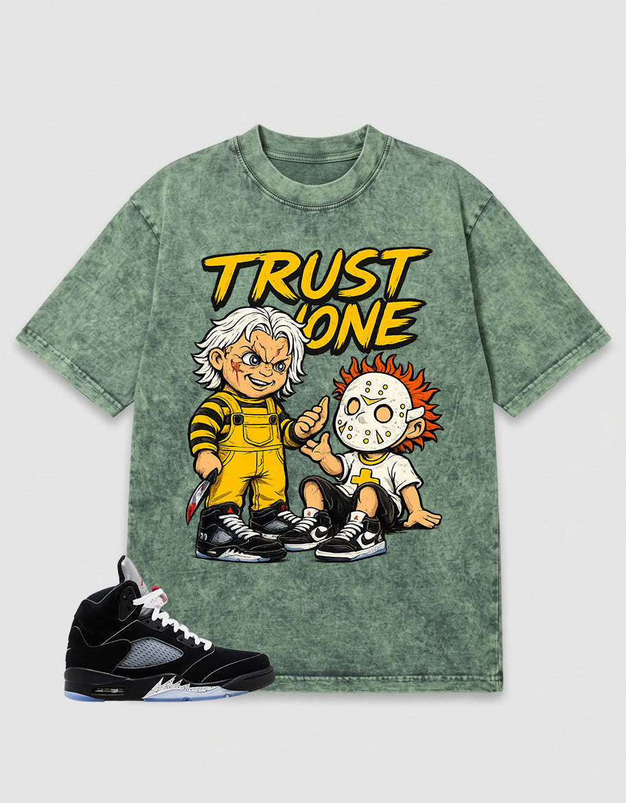 Washed T-shirt to Match Metallic Reimagined 5s - Trust None Graphic