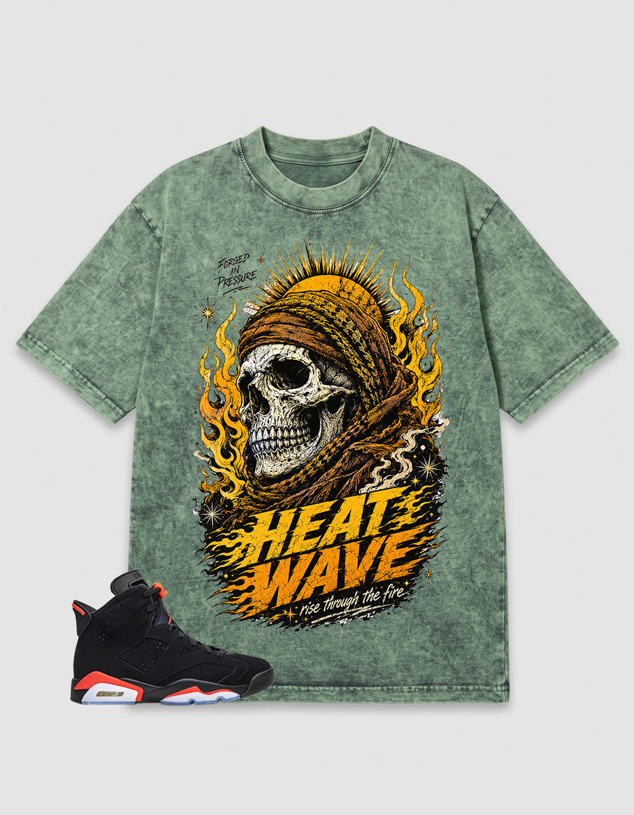 Washed T-shirt Heat Wave Skull | Zadago