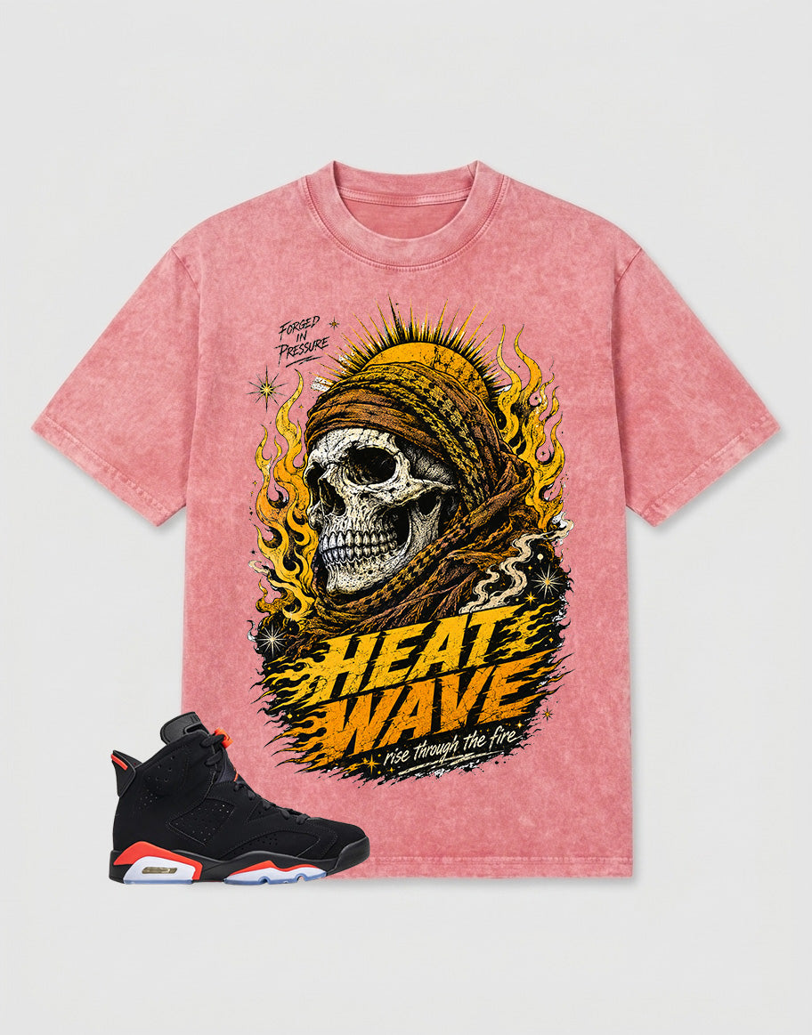 Washed T-shirt Heat Wave Skull | Zadago