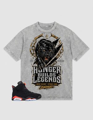 Washed T-shirt Hunger Builds Legends | Zadago