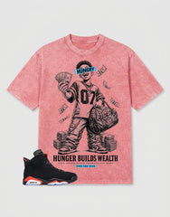 Washed T-shirt Hunger Builds Wealth | Zadago