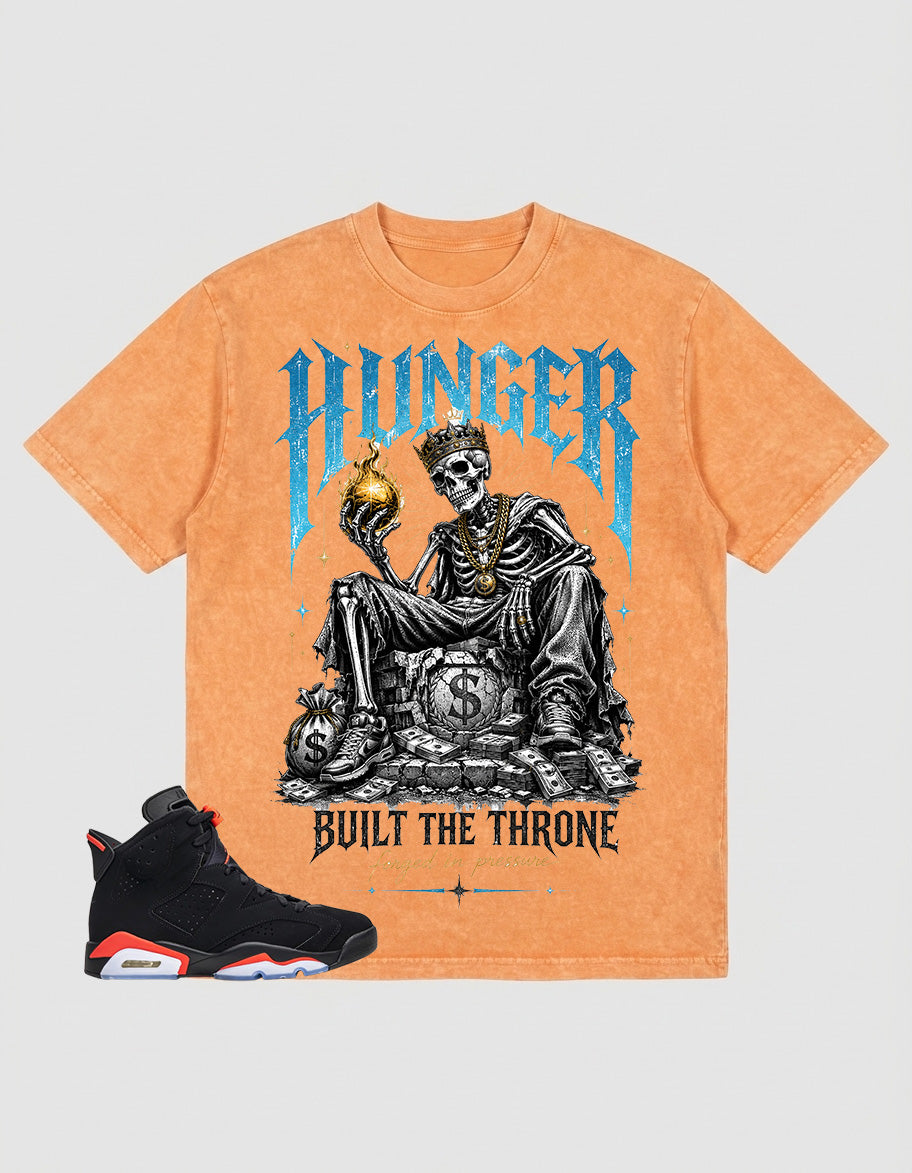 Washed T-shirt Hunger Built The Throne | Zadago