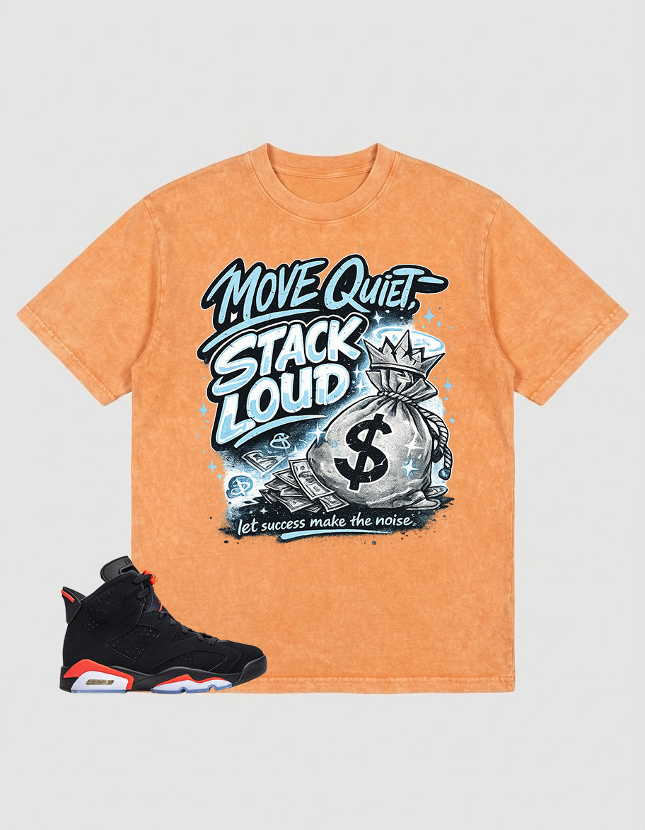 Washed T-shirt Move Quiet Stack Loud  | Zadago