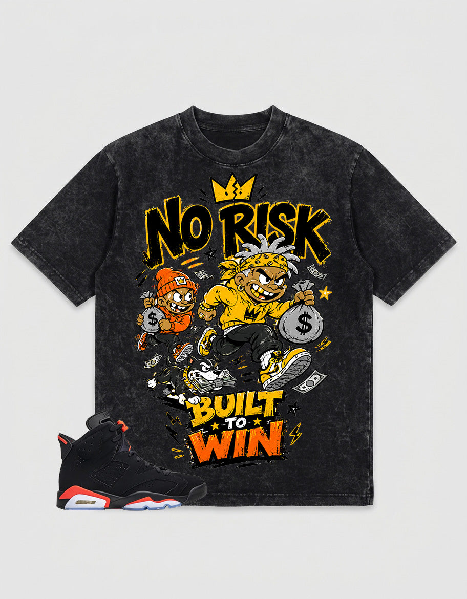 Washed T-shirt No Risk Build To Win  | Zadago