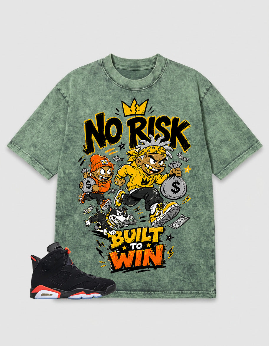 Washed T-shirt No Risk Build To Win  | Zadago