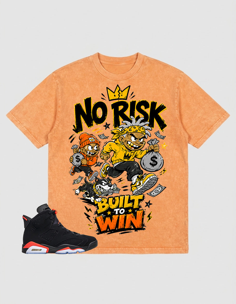 Washed T-shirt No Risk Build To Win  | Zadago