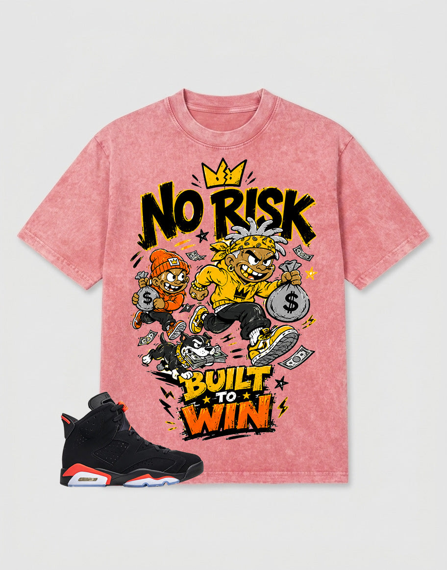 Washed T-shirt No Risk Build To Win  | Zadago