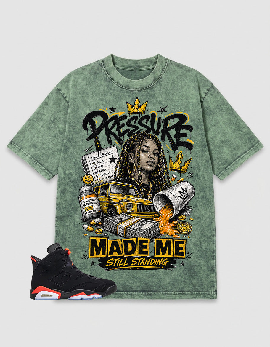 Washed T-shirt Pressure Made Me | Zadago