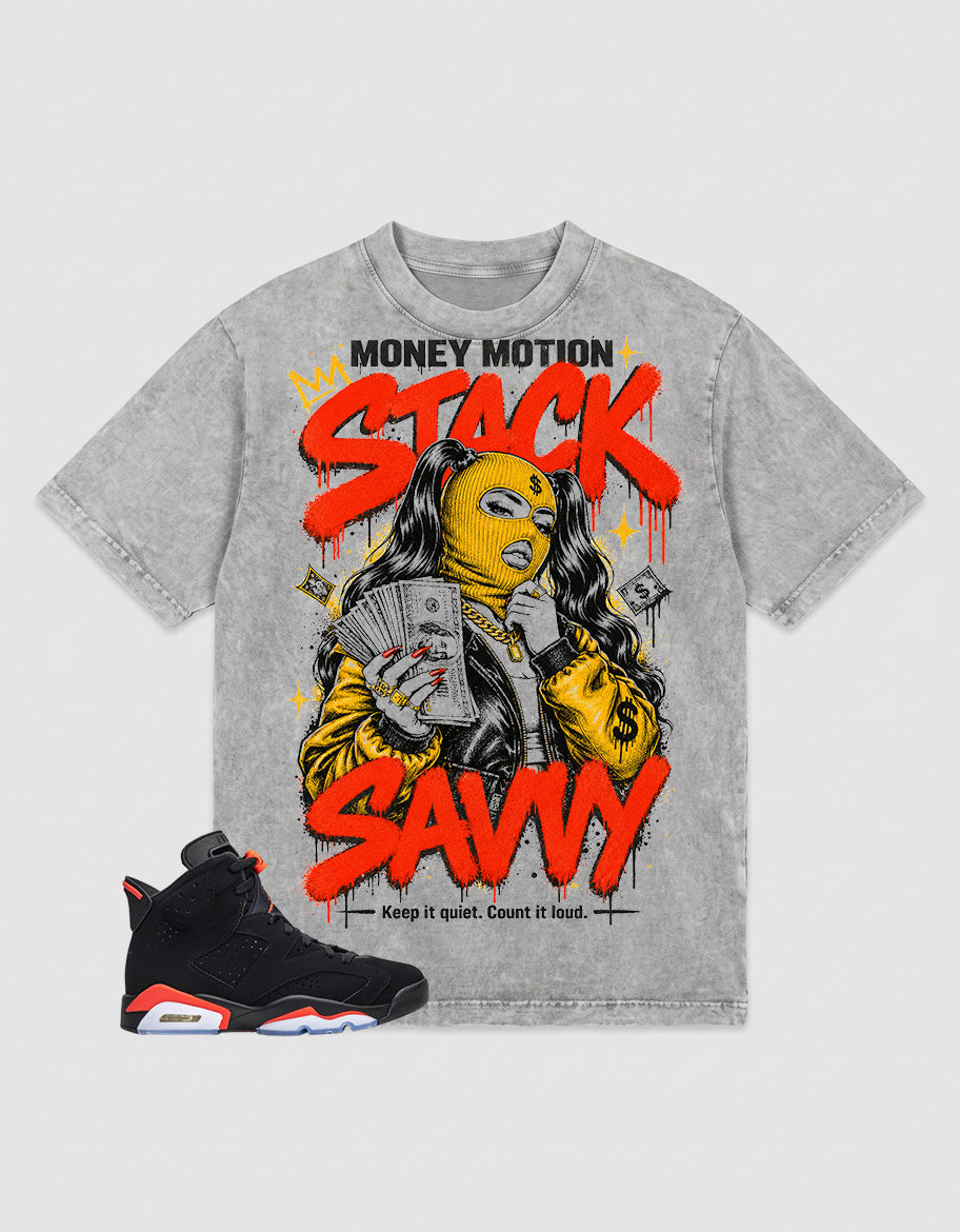 Washed T-shirt Money Motion Stack Savvy | Zadago