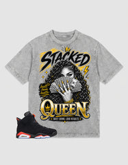 Washed T-shirt Stacked Queen  | Zadago