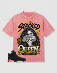 Washed T-shirt Stacked Queen  | Zadago