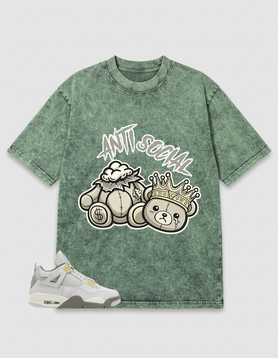 Grey Photon Dust 4s Zadago Washed Shirt  - Anti Social Graphic