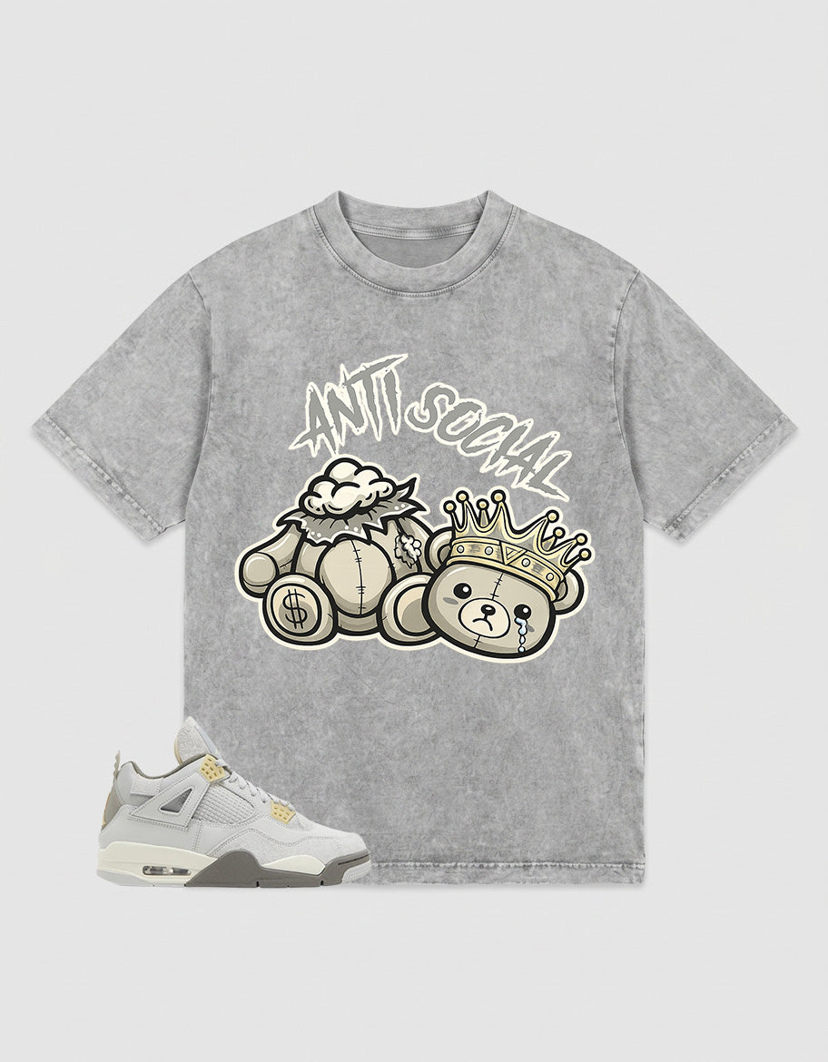 Grey Photon Dust 4s Zadago Washed Shirt  - Anti Social Graphic