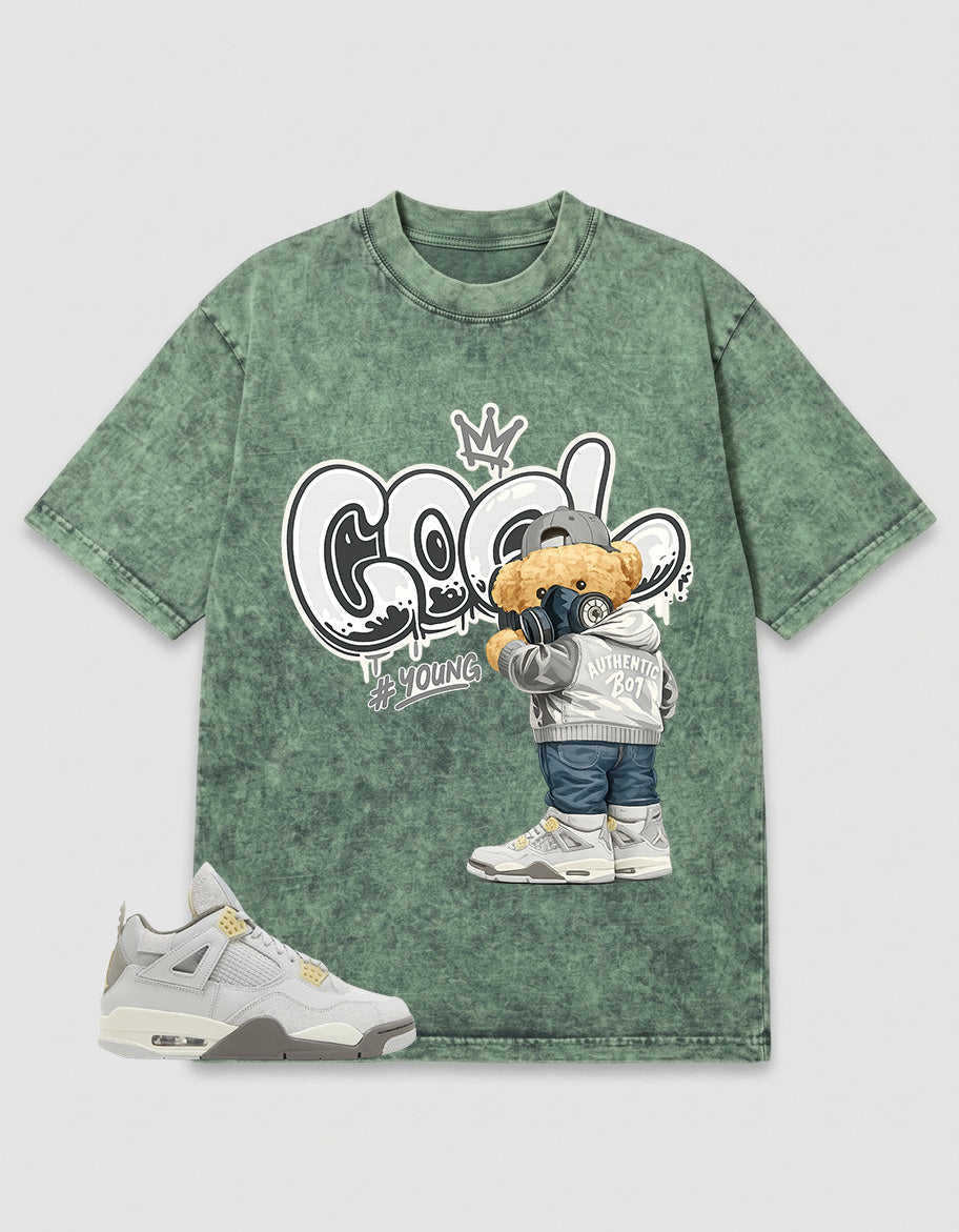 Grey Photon Dust 4s Zadago Washed Shirt - Cool Boy Graphic
