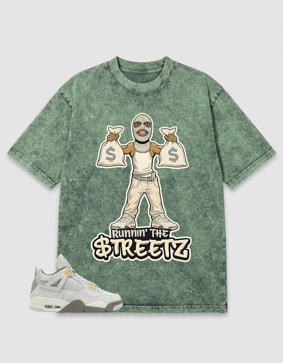 Grey Photon Dust 4s Zadago Washed Shirt  - Runnin' The Street Graphic