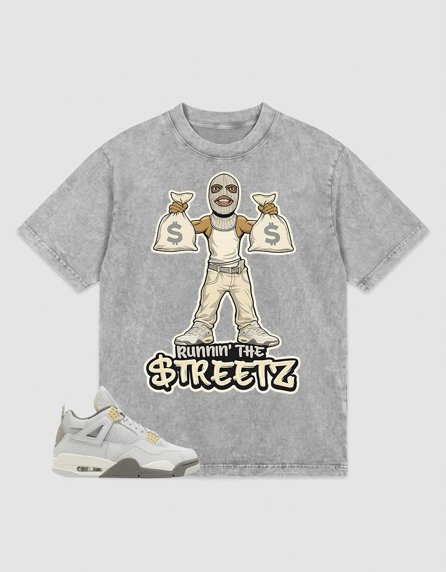 Grey Photon Dust 4s Zadago Washed Shirt  - Runnin' The Street Graphic