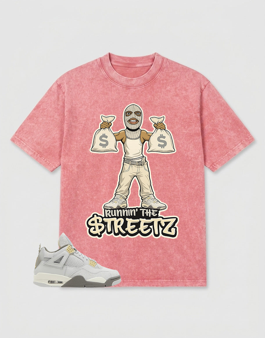 Grey Photon Dust 4s Zadago Washed Shirt  - Runnin' The Street Graphic