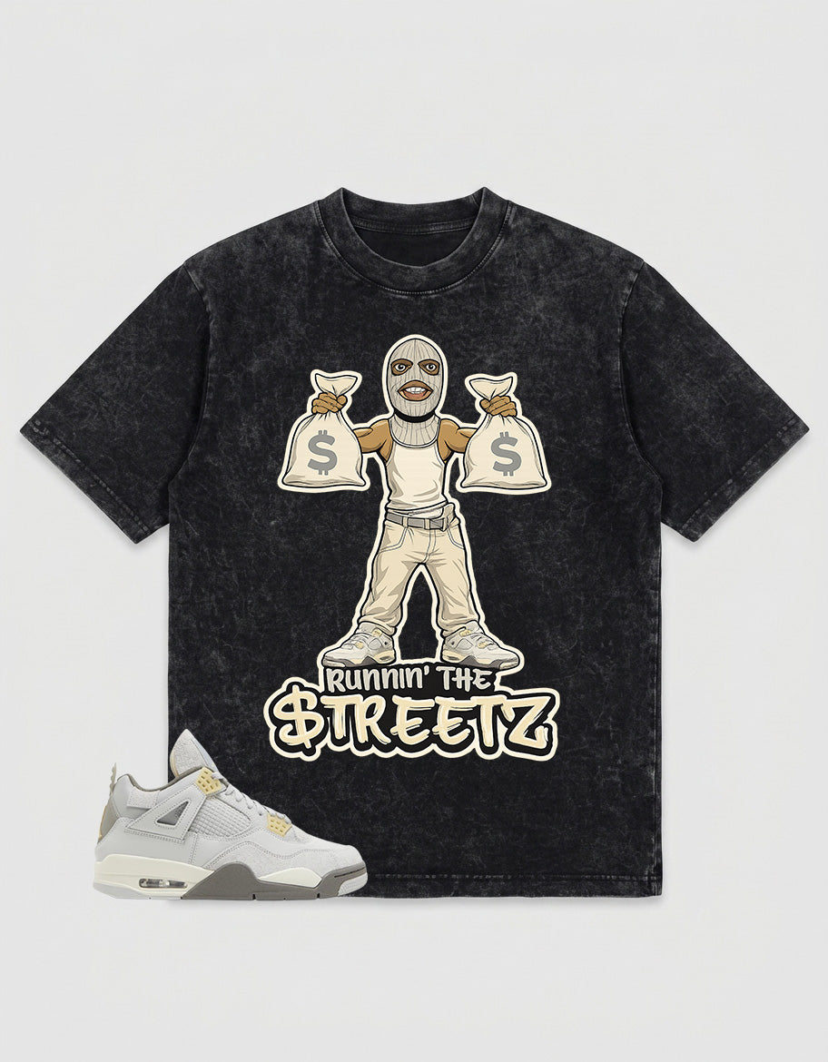 Grey Photon Dust 4s Zadago Washed Shirt  - Runnin' The Street Graphic