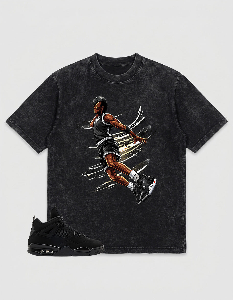 Washed T-shirt to Match Black Cat 4s - Air Baller Shirt
