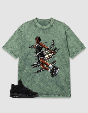 Washed T-shirt to Match Black Cat 4s - Air Baller Shirt