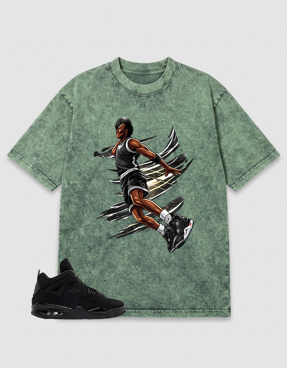 Washed T-shirt to Match Black Cat 4s - Air Baller Shirt