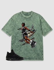 Washed T-shirt to Match Black Cat 4s - Air Baller Shirt
