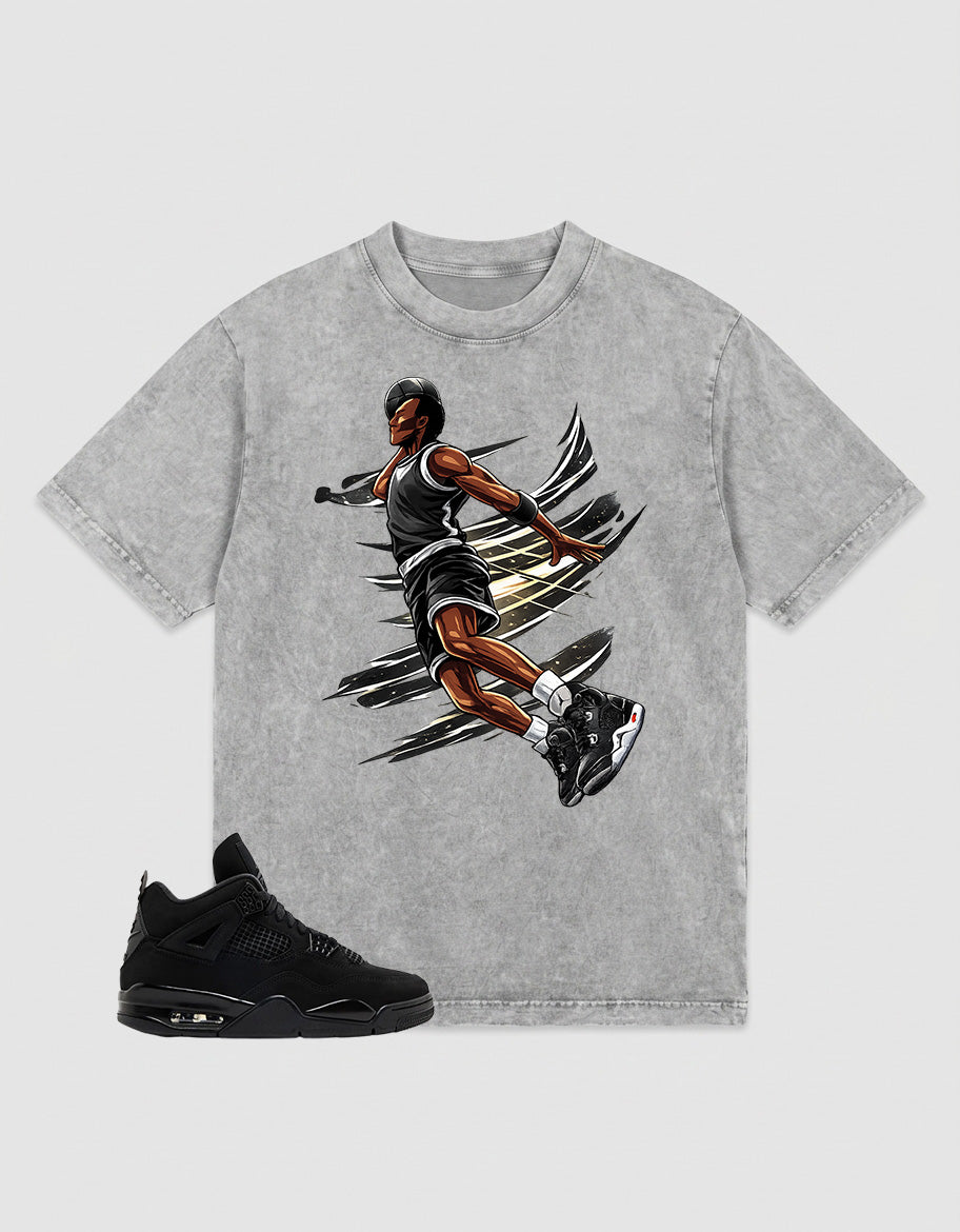 Washed T-shirt to Match Black Cat 4s - Air Baller Shirt