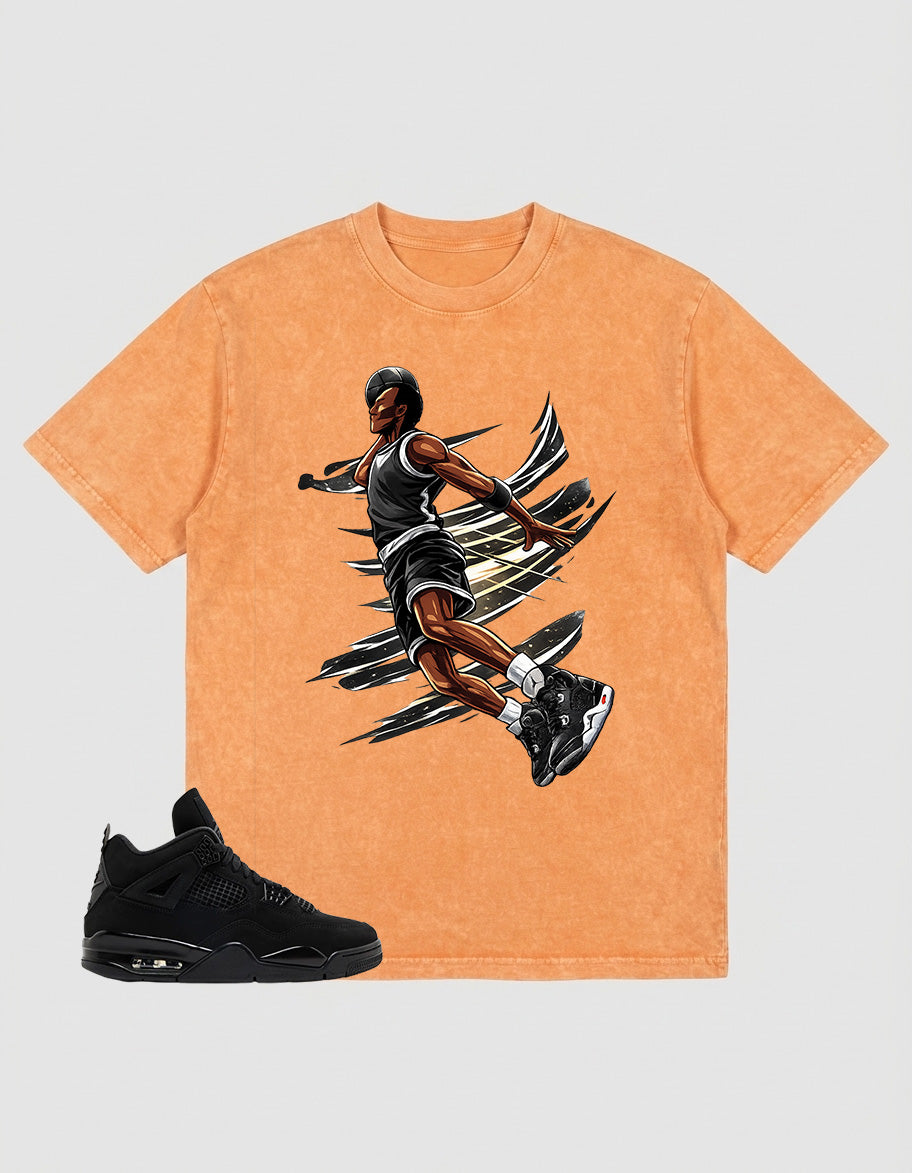 Washed T-shirt to Match Black Cat 4s - Air Baller Shirt
