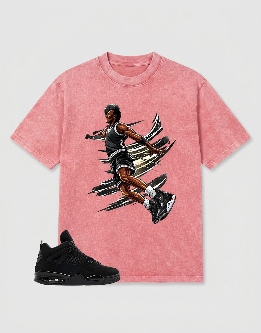 Washed T-shirt to Match Black Cat 4s - Air Baller Shirt