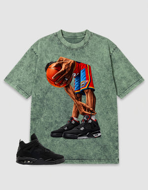 Black Cat 4s Zadago Washed T-shirt Ball Time Graphic