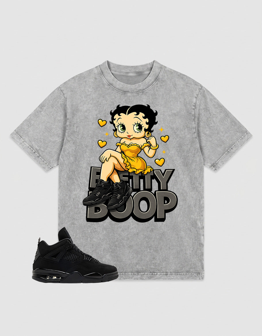 Black Cat 4s Zadago Washed T-shirt Betty Boop Graphic