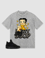 Black Cat 4s Zadago Washed T-shirt Betty Boop Graphic
