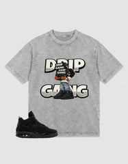 Black Cat 4s Zadago Washed T-shirt Drip Gang Graphic