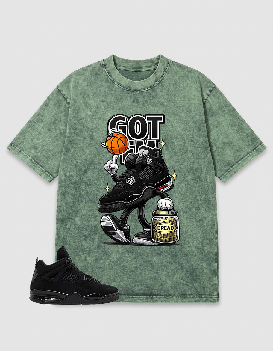 Washed T-shirt to Match Black Cat 4s - Got 'Em Bread Shirt
