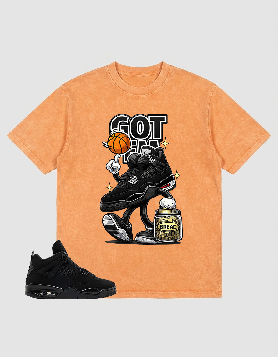 Washed T-shirt to Match Black Cat 4s - Got 'Em Bread Shirt