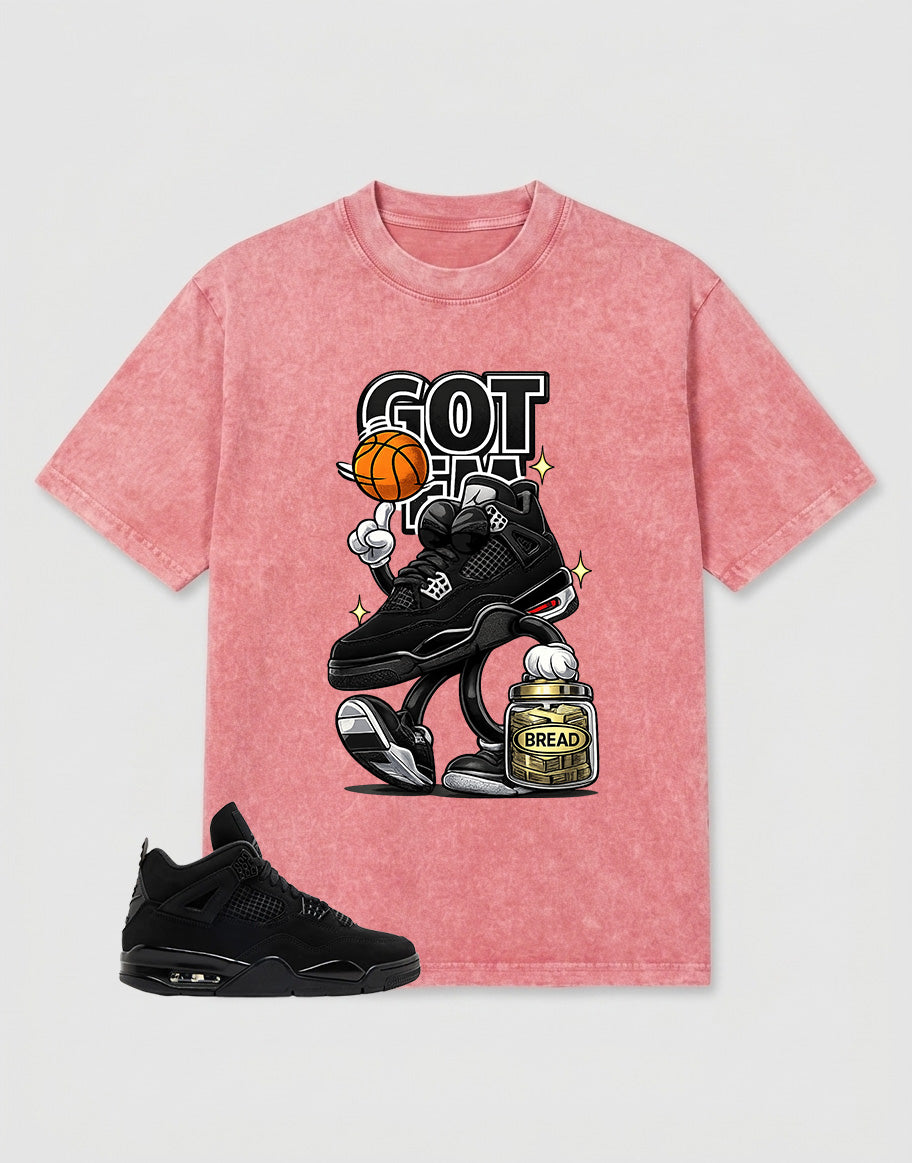 Washed T-shirt to Match Black Cat 4s - Got 'Em Bread Shirt