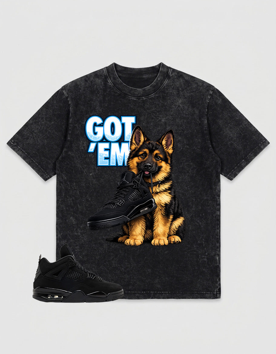 Black Cat 4s Zadago Washed T-shirt Got 'Em GS Graphic