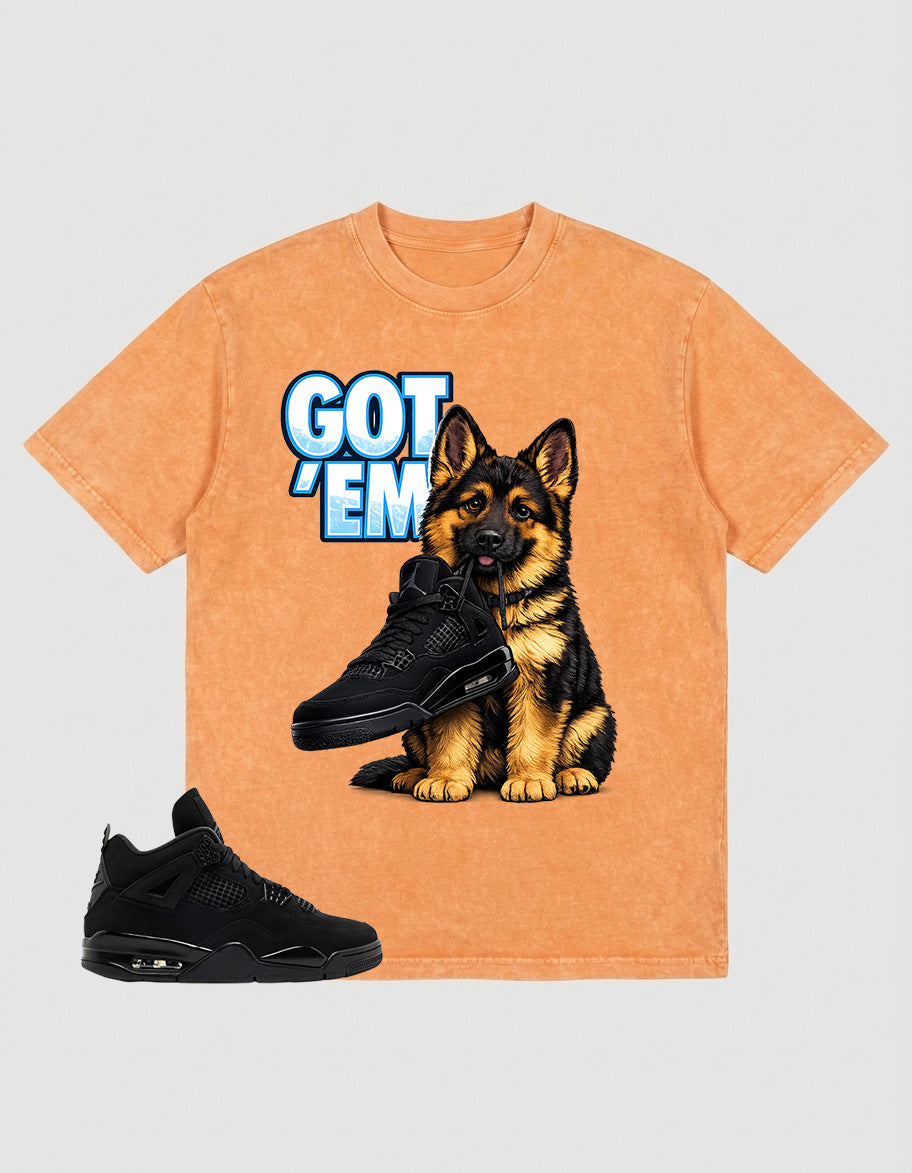 Black Cat 4s Zadago Washed T-shirt Got 'Em GS Graphic
