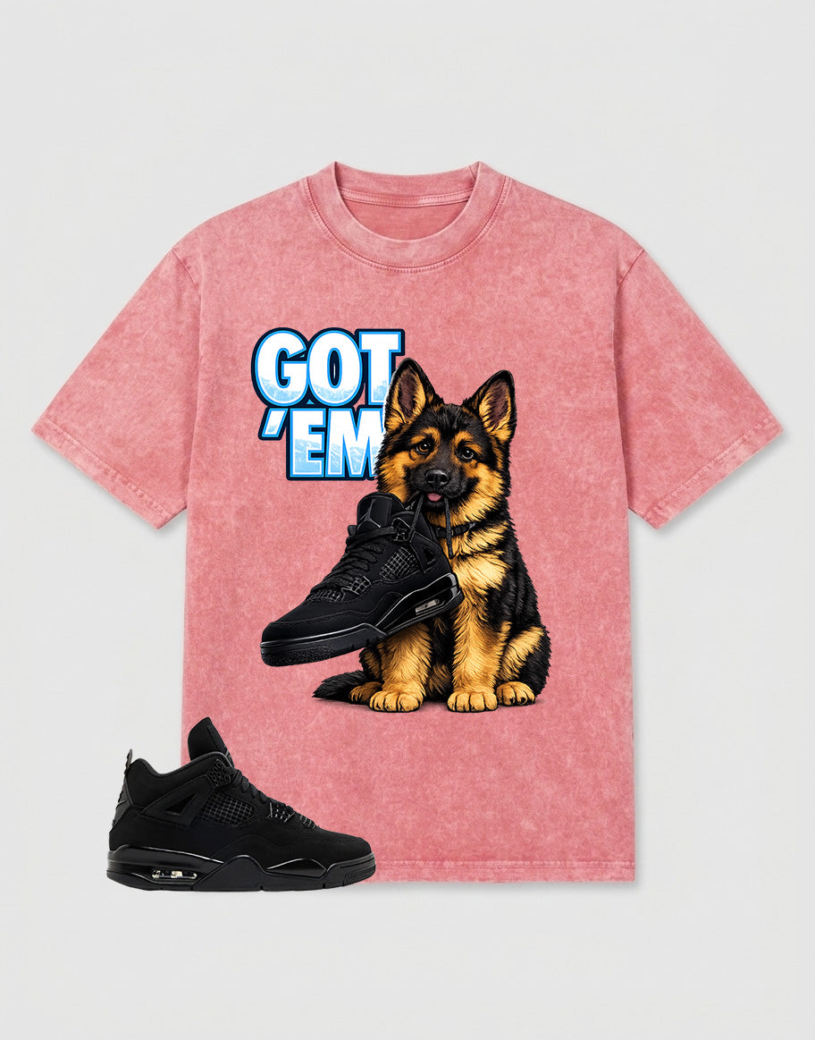 Black Cat 4s Zadago Washed T-shirt Got 'Em GS Graphic