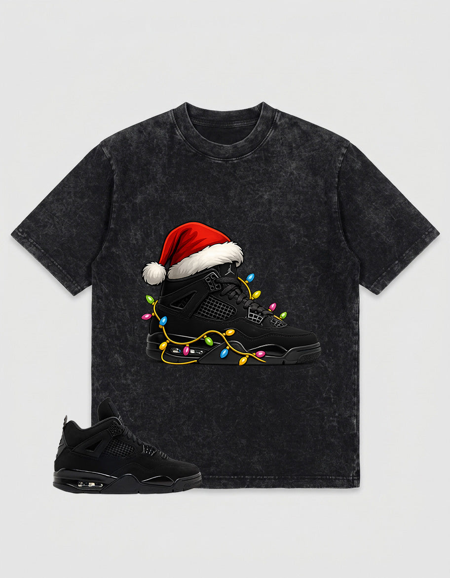 Black Cat 4s Zadago Washed T-shirt Kickmas Graphic