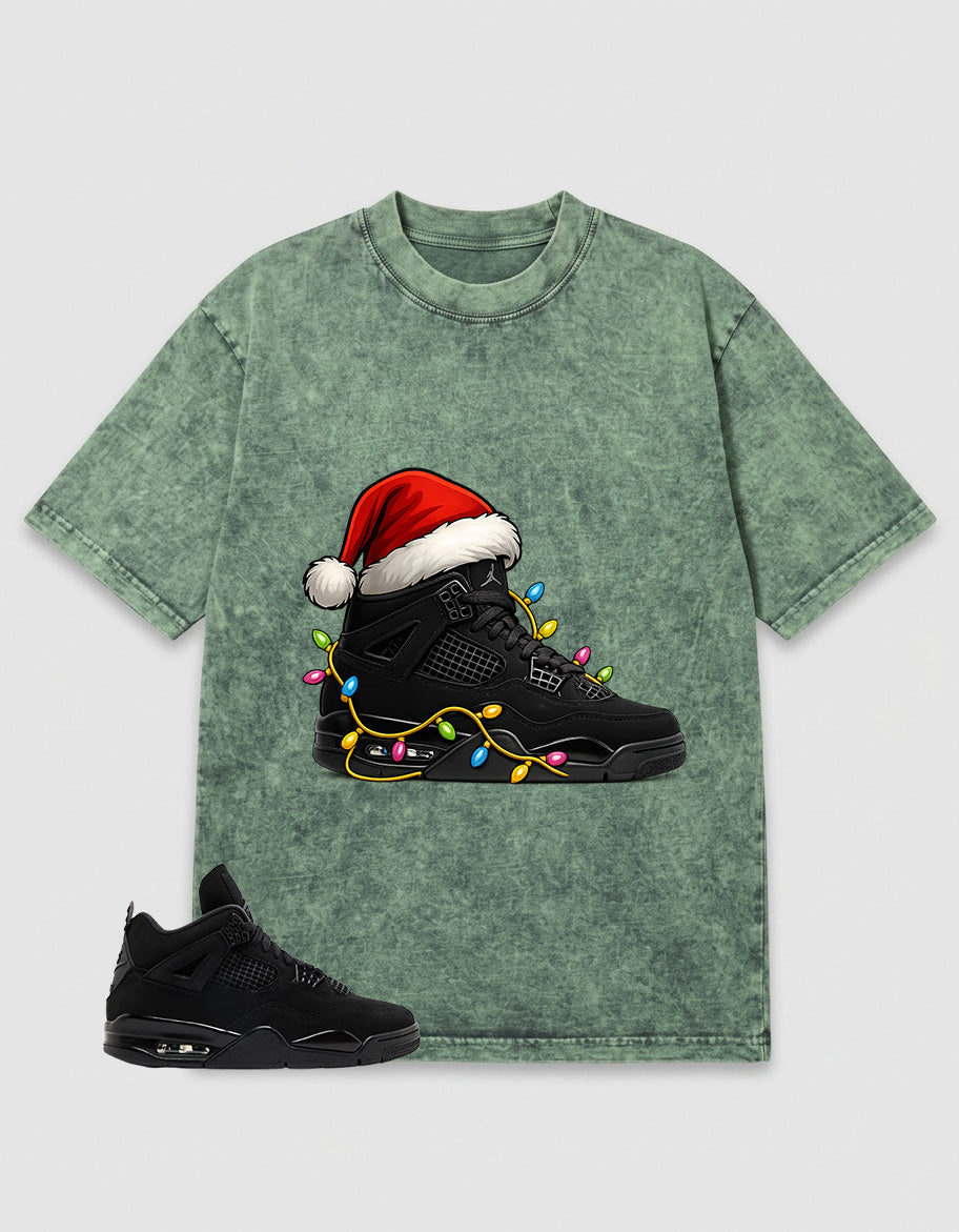 Black Cat 4s Zadago Washed T-shirt Kickmas Graphic